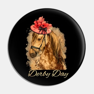 Funny Horse Derby Party Blue Pin