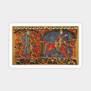 NORWEGIAN BALDISHOL TAPESTRY Medieval Knight Horseback Magnet