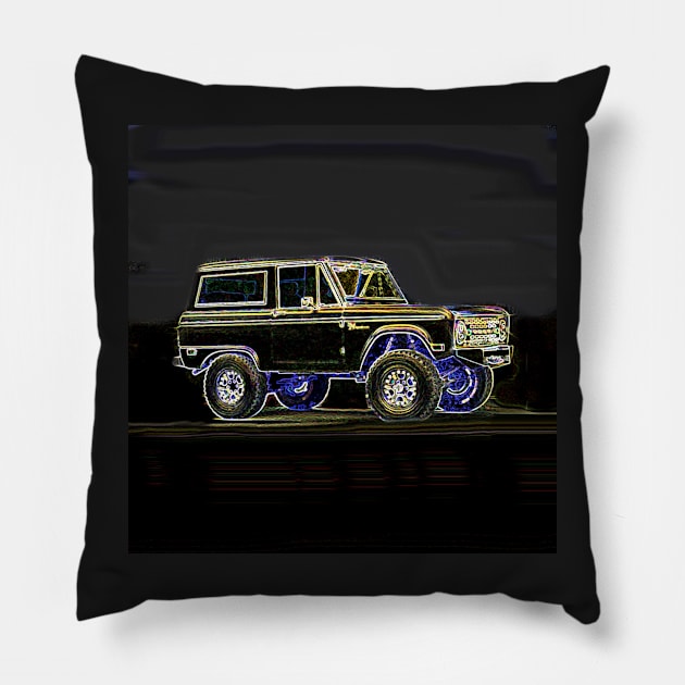 '68 Bronco SUV Classic Retro Car Pillow by CarloVaro