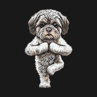 Lhasa Apso Yoga Dog Puppy Funny Dogs Tree Pose Asana T-Shirt