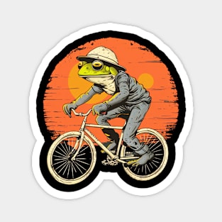 Funny Frog On A Bike Magnet