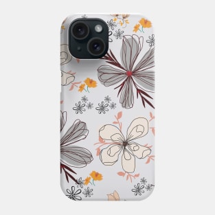 Gray Floral Pattern Phone Case