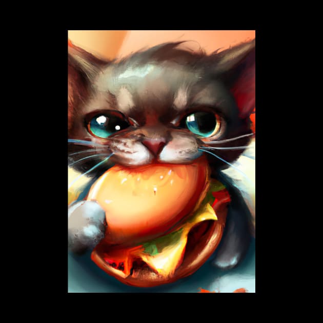 Cat eating Burger by maxcode