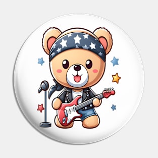 Cute Bear Rock Star Kawaii Pin