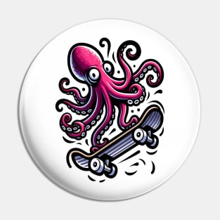 Inky Glide: Octopus Skateboard Adventure Pin