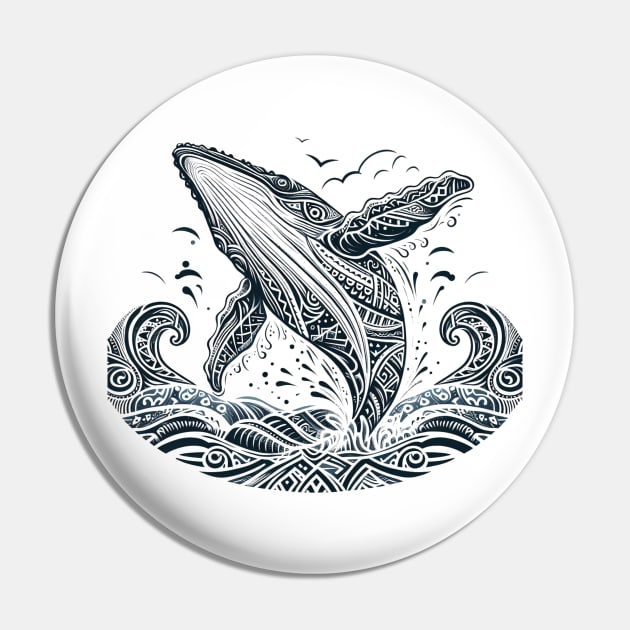 Tribal Humpback Whale Pin by JohnTy