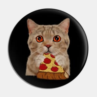 Cute Cat Eating Pizza Pin