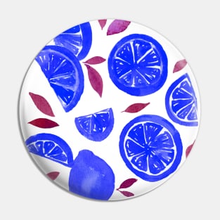 Watercolor lemons blue and purple Pin