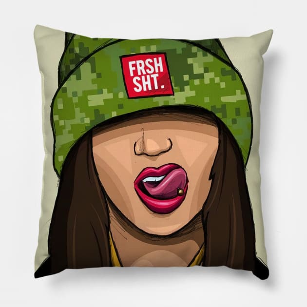 fresh shit camo hat Pillow by untumunjepat