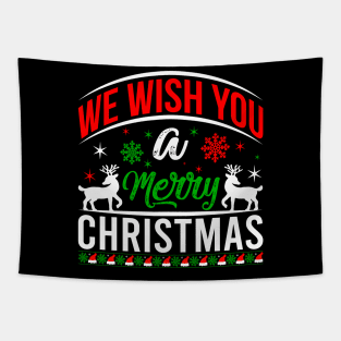 We Wish You a Merry Christmas Cute Xmas Pajama Family Group. Tapestry