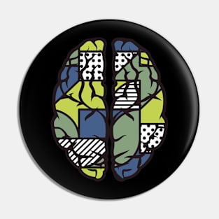 Abstract Brain Geometric Brain Shapes Pin