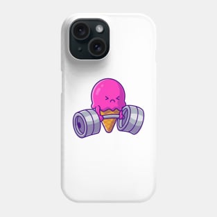 Cute Ice Cream Cone Lifting Dumbbell Cartoon Phone Case