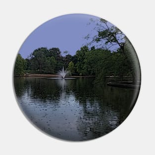 Cartoon Drawing of Pond and Fountain in the Middle of Loose Park Pin