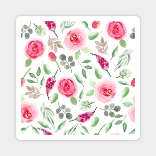 Red Roses  | Watercolor | Pattern | White Magnet