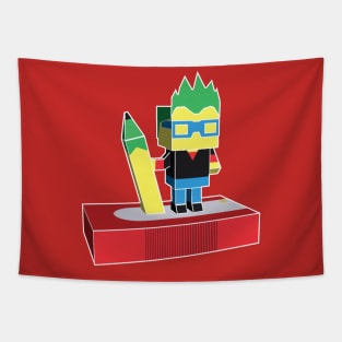 Polygonal Artist Holding a Pencil Tapestry