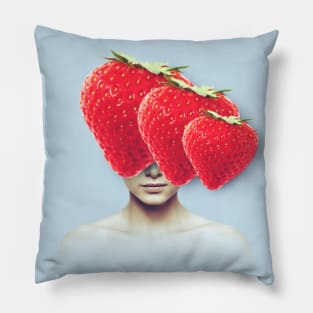 Strawberry head portrait Pillow