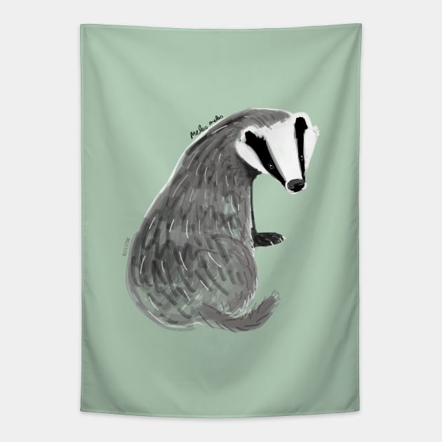 Adorable Badger Meles meles Tapestry by belettelepink