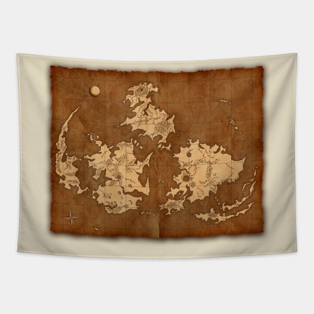 Final Fantasy VII Antique World Map Tapestry by kovachconcepts