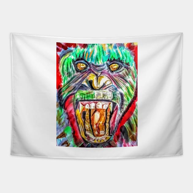 Wild chimp Tapestry by Joni57