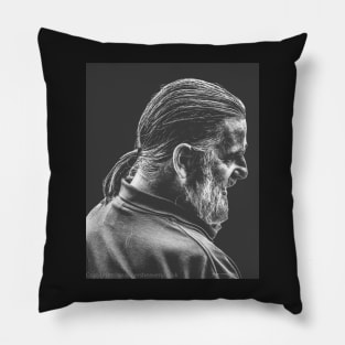 Street Photography - longhaird bearded man Pillow