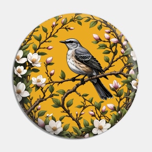 Mississippi Mockingbird And Magnolia Flowers 2 Pin