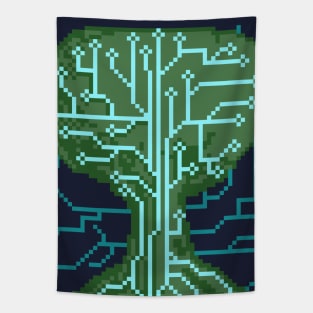 Pixel Art Circuit Tree Tapestry