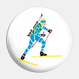 Biathlete running Pin