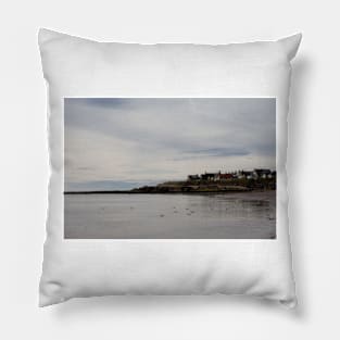 Calm Sea and Grey Sky at Druridge Bay Pillow