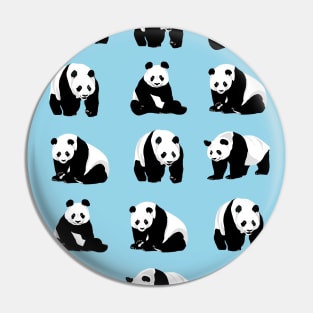 Panda Bear Pattern on Light Blue Pin