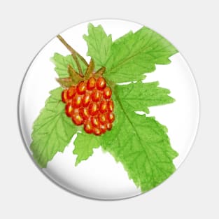 Watercolor Salmonberry Fruit Pin