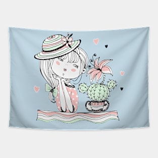 cute cacti girl Tapestry