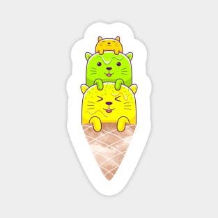 Of Cats, Ice cream and Cones - Melting Cool Cats Magnet