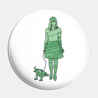 Silhouette Of Pet Loving Woman With Lizard Pin