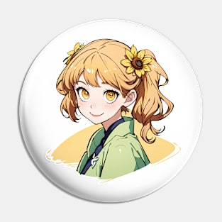 Cute happy anime girl in summer series Pin