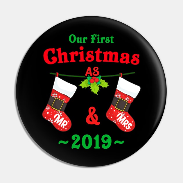 Our First Christmas as Mr & Mrs Xmas Gift 2019 Newlyweds Design Pin by Dr_Squirrel