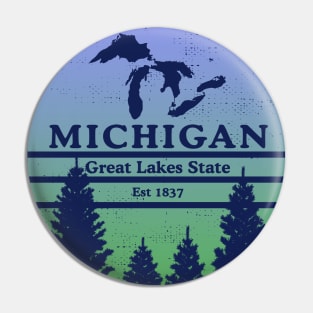 Michigan The Great Lakes State Lake Silhouette Trees Souvenir Pin