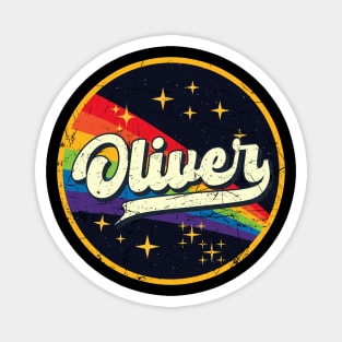 Oliver // Rainbow In Space Vintage Grunge-Style Magnet