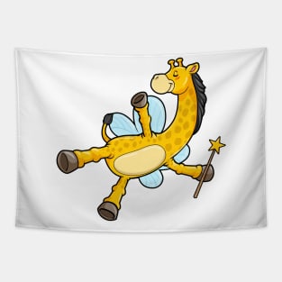 Flying giraffe with a magic wand Tapestry