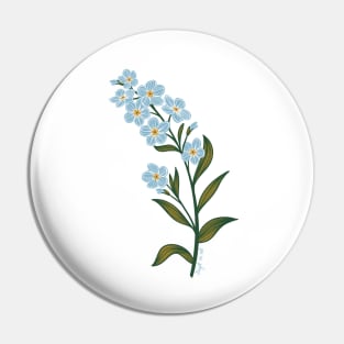 Forget me not flowers, illustrated floral blue Pin