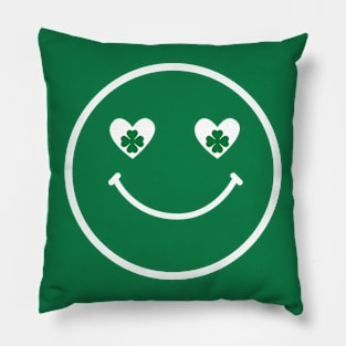 Smiley Face St Patricks Day Shamrocks Pillow