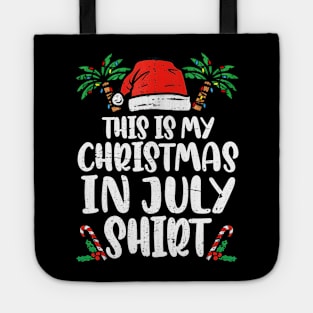 This Is My Christmas In July Santa Hat Summer Beach Vacation Tote