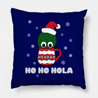 Ho Ho Hola - Cactus With A Santa Hat In A Christmas Mug Pillow