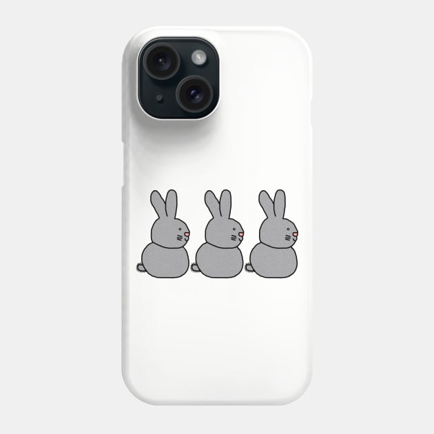 Three Silver Bunny Rabbits for Easter Phone Case by ellenhenryart