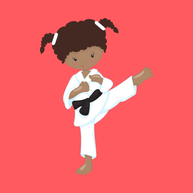 African American Girl, Karate Girl, Black Belt by Jelena Dunčević