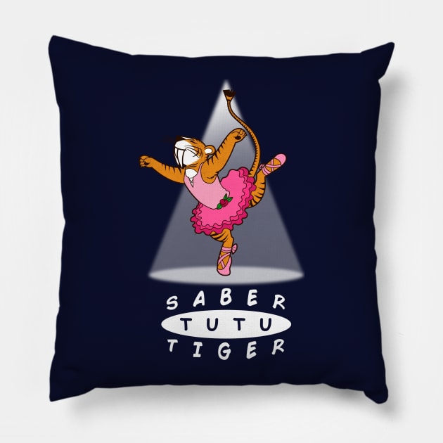 Funny Cute Dancing Sabertooth Tiger Pillow by BoggsNicolas