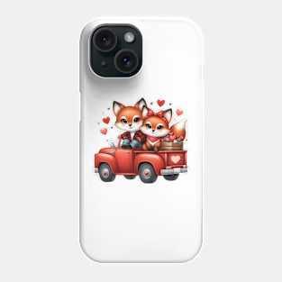 Valentine Fox Couple Sitting On Truck Phone Case