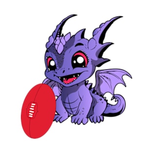 cute baby purple dragon playing with a football T-Shirt