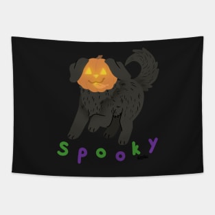 s p o o k y pumpkin puppy Tapestry