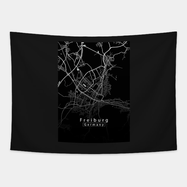 Freiburg Germany City Map dark Tapestry by Robin-Niemczyk