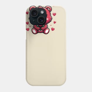 cuddly bear  single rose Phone Case